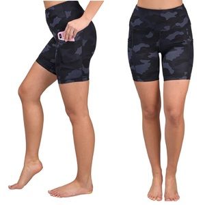 Camo Hi Rise Bike Shorts Spandex Compression Side Pocket 9” inseam Size Medium